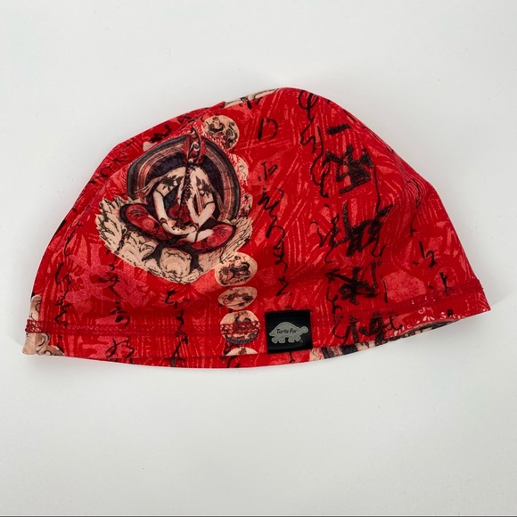 Turtle Fur Skull Cap Beanie Red Budha 